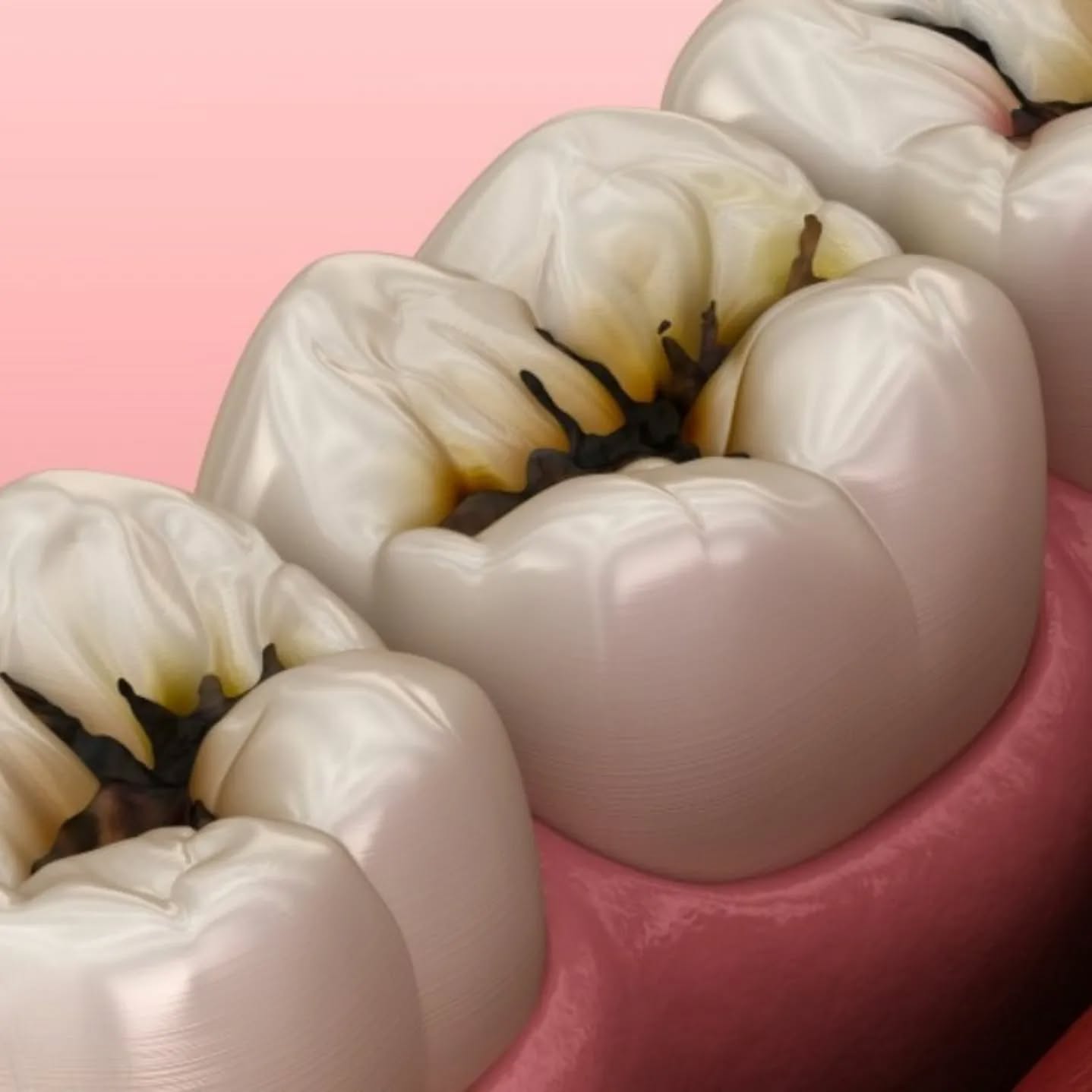 Ilustração de cárie profunda em dente posterior